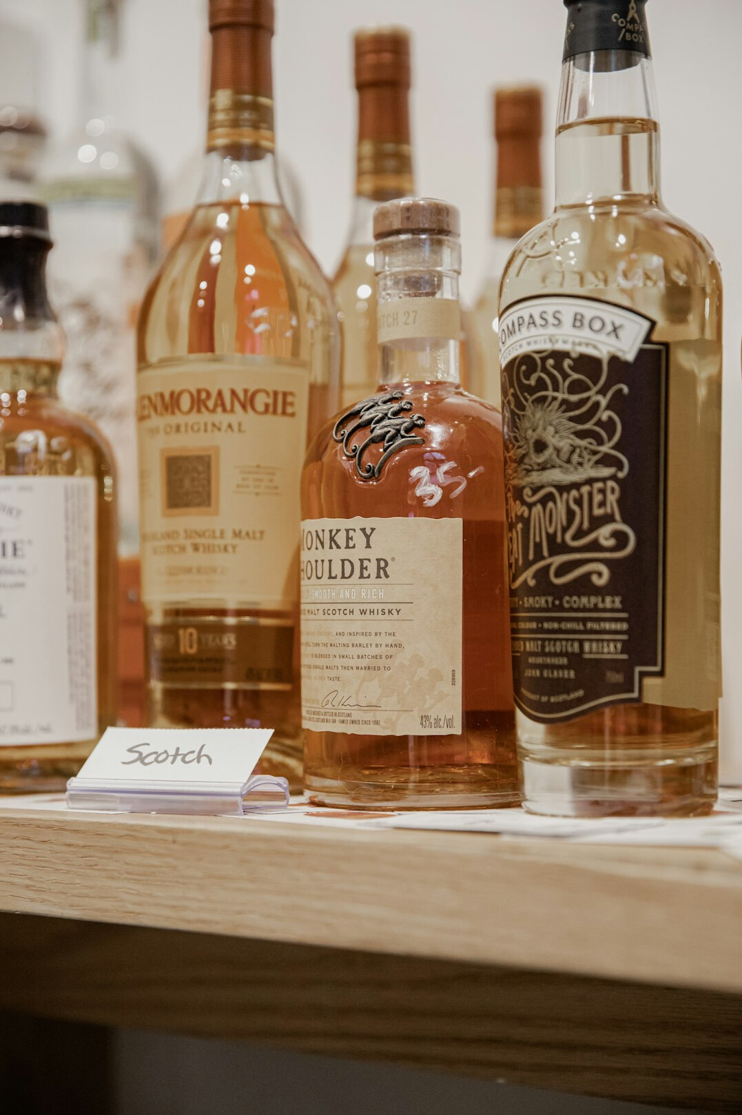 alcohol bottles on shelf