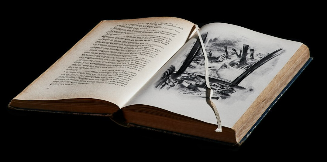 Open detective notebook with handwritten notes and a pen